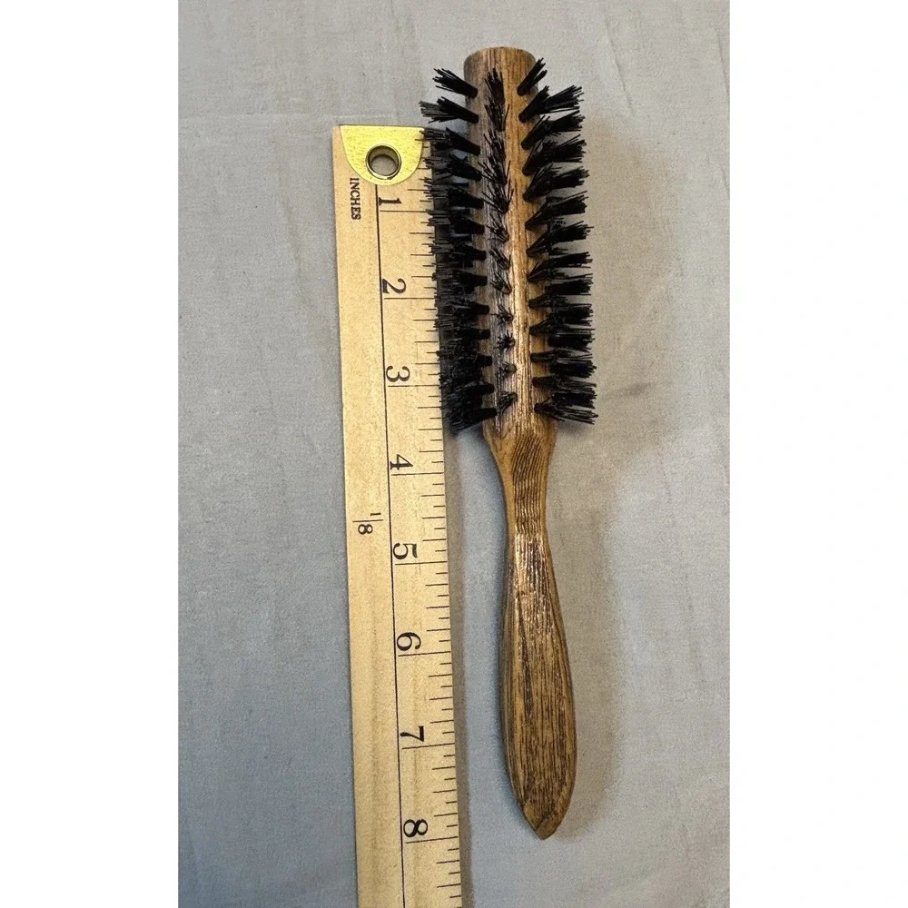 Vintage Goody Round Hair Brush Set Faux Wood Grain Handle